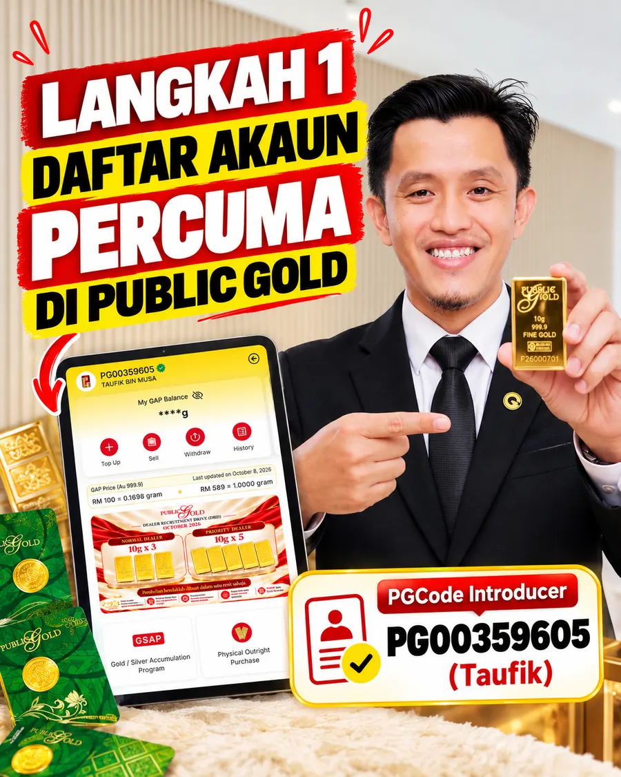 Langkah 1: daftar akaun percuma di Public Gold